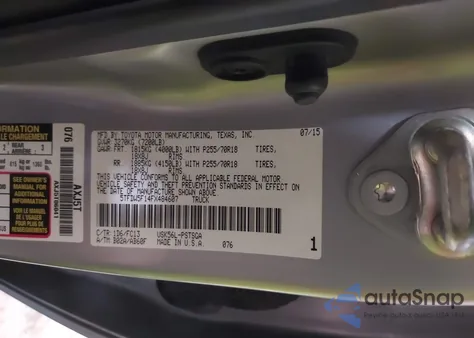 2015 Toyota Tundra Sr5 5.7L V8 из США, поврежденный, VIN 5TFDW5F14FX484607